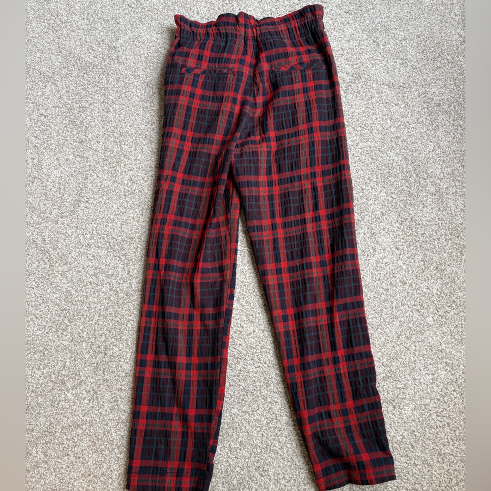 Free People Red and Black Plaid Pants